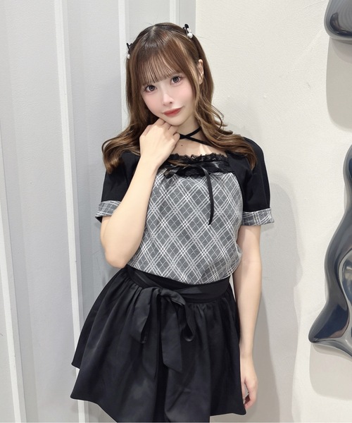 one way(ワンウェイ)の「半袖チェック×ボレロ風トップス(Tシャツ/カットソー・レディース・グレー系その他/ブラウン系その他/ブラック系その他/ホワイト系その他・FREE)」の16枚目の写真