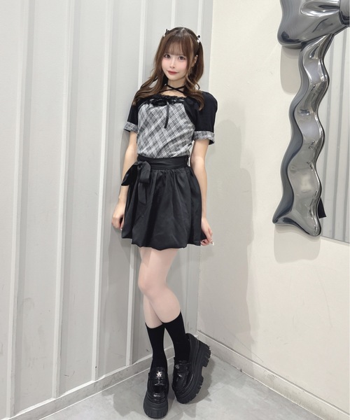 one way(ワンウェイ)の「半袖チェック×ボレロ風トップス(Tシャツ/カットソー・レディース・グレー系その他/ブラウン系その他/ブラック系その他/ホワイト系その他・FREE)」の18枚目の写真