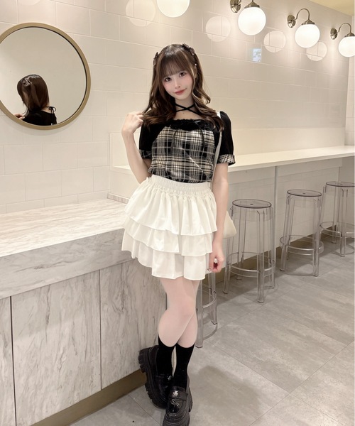 one way(ワンウェイ)の「半袖チェック×ボレロ風トップス(Tシャツ/カットソー・レディース・グレー系その他/ブラウン系その他/ブラック系その他/ホワイト系その他・FREE)」の13枚目の写真