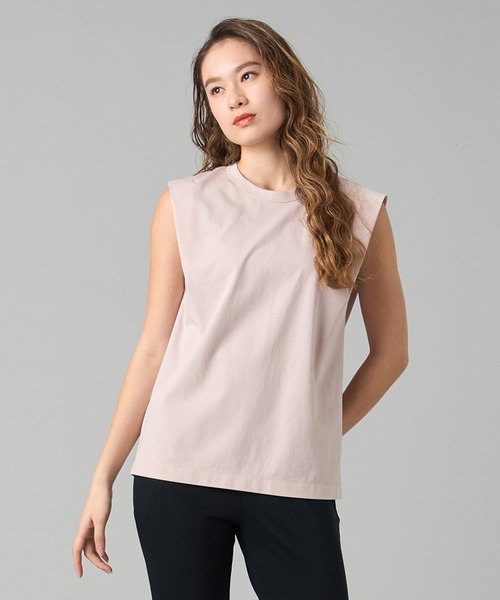 Chacott(チャコット)の「HandosomeCottonノースリーブTシャツ(Tシャツ/カットソー・レディース・ホワイト/ブラック/スモークピンク・M/L)」の3枚目の写真