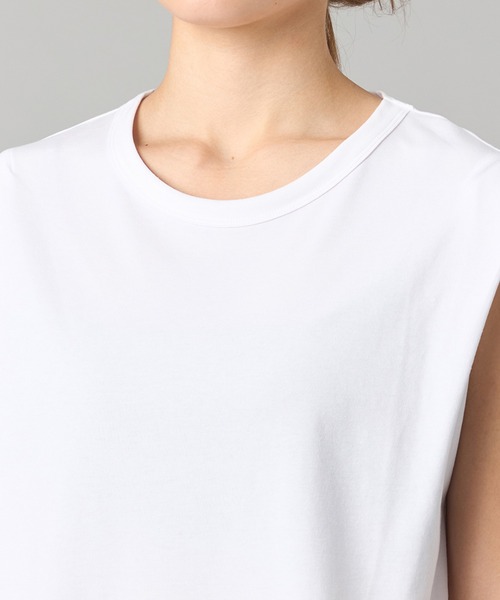 Chacott(チャコット)の「HandosomeCottonノースリーブTシャツ(Tシャツ/カットソー・レディース・ホワイト/ブラック/スモークピンク・M/L)」の6枚目の写真