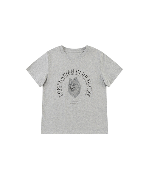SIYAZU(シヤジュ)の「SITP5265 ポメラニアン 半袖Tシャツ_メランジグレー(Tシャツ/カットソー・レディース・ライトグレー・ONE)」の1枚目の写真
