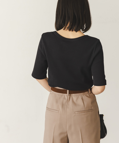 Noble(ノーブル)の「《追加》ULTIMAコットンラウンドネックT(Tシャツ/カットソー・レディース・ブラック/ライトグレー/ピンク/ホワイト・FREE)」の12枚目の写真