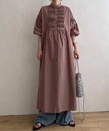エクリュ ピンタックロングワンピース