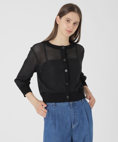BLUE LABEL CRESTBRIDGE(ブルーレーベルクレストブリッジ)の「格子レースカーディガン(カーディガン/ボレロ・レディース・ホワイト/ブラック・38)」の2枚目の写真