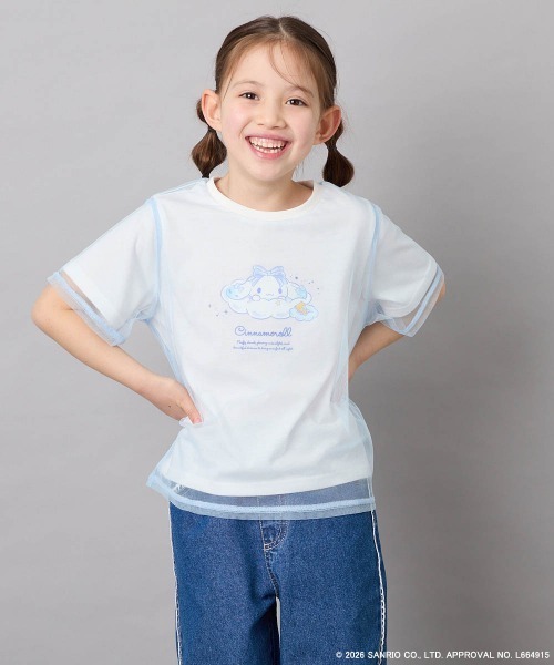 a.v.v（アーヴェヴェ）の「[120-150]【数量限定】[シナモロール＆クロミ]オーバーチュールTシャツ（Tシャツ/カットソー・キッズ・ホワイト/ダークグレー・150/140/130/120）」の2枚目の写真