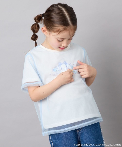 a.v.v（アーヴェヴェ）の「[120-150]【数量限定】[シナモロール＆クロミ]オーバーチュールTシャツ（Tシャツ/カットソー・キッズ・ホワイト/ダークグレー・150/140/130/120）」の5枚目の写真