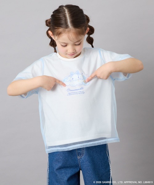 a.v.v（アーヴェヴェ）の「[120-150]【数量限定】[シナモロール＆クロミ]オーバーチュールTシャツ（Tシャツ/カットソー・キッズ・ホワイト/ダークグレー・150/140/130/120）」の6枚目の写真