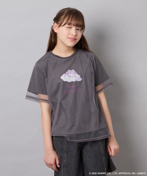 a.v.v（アーヴェヴェ）の「[120-150]【数量限定】[シナモロール＆クロミ]オーバーチュールTシャツ（Tシャツ/カットソー・キッズ・ホワイト/ダークグレー・150/140/130/120）」の15枚目の写真