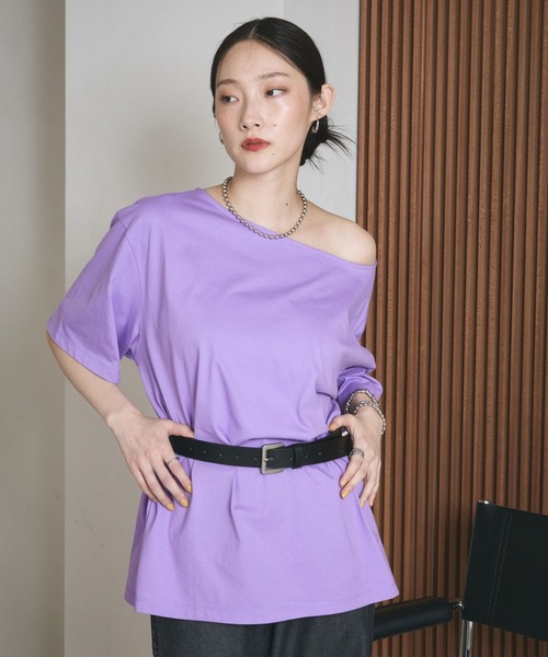 LEPSIM（レプシィム）の「《レプクル》オフショルワイドT　242876（Tシャツ/カットソー・レディース・チャコールグレー/オフホワイト/パープル・FREE）」の3枚目の写真