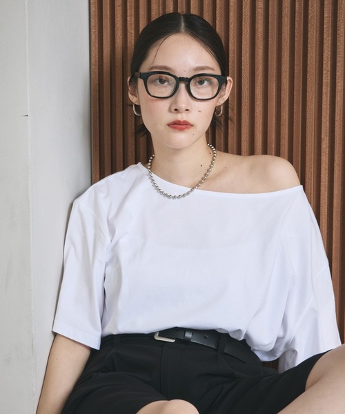 LEPSIM（レプシィム）の「《レプクル》オフショルワイドT　242876（Tシャツ/カットソー・レディース・チャコールグレー/オフホワイト/パープル・FREE）」の2枚目の写真
