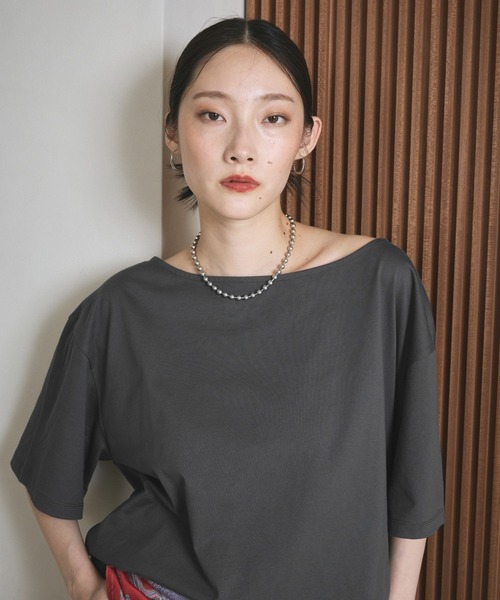 LEPSIM（レプシィム）の「《レプクル》オフショルワイドT　242876（Tシャツ/カットソー・レディース・チャコールグレー/オフホワイト/パープル・FREE）」の10枚目の写真