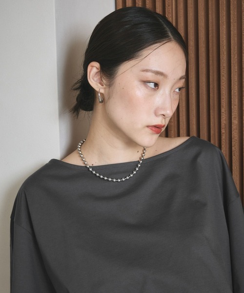 LEPSIM（レプシィム）の「《レプクル》オフショルワイドT　242876（Tシャツ/カットソー・レディース・チャコールグレー/オフホワイト/パープル・FREE）」の12枚目の写真