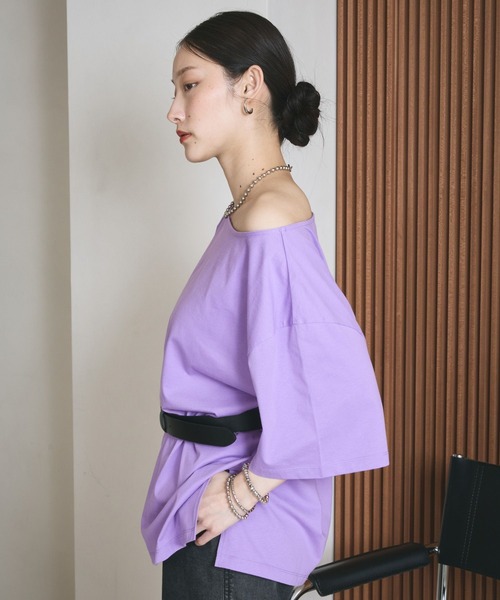 LEPSIM（レプシィム）の「《レプクル》オフショルワイドT　242876（Tシャツ/カットソー・レディース・チャコールグレー/オフホワイト/パープル・FREE）」の16枚目の写真
