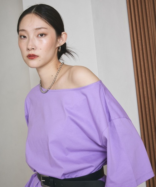 LEPSIM（レプシィム）の「《レプクル》オフショルワイドT　242876（Tシャツ/カットソー・レディース・チャコールグレー/オフホワイト/パープル・FREE）」の17枚目の写真