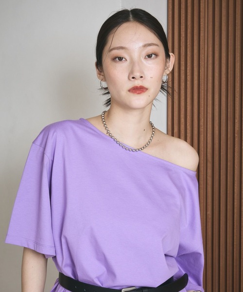 LEPSIM（レプシィム）の「《レプクル》オフショルワイドT　242876（Tシャツ/カットソー・レディース・チャコールグレー/オフホワイト/パープル・FREE）」の18枚目の写真