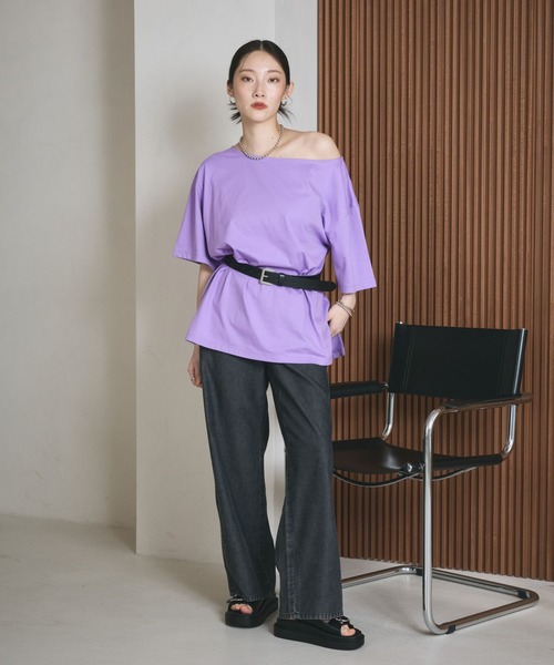 LEPSIM（レプシィム）の「《レプクル》オフショルワイドT　242876（Tシャツ/カットソー・レディース・チャコールグレー/オフホワイト/パープル・FREE）」の20枚目の写真