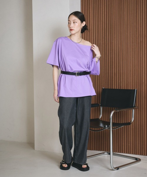 LEPSIM（レプシィム）の「《レプクル》オフショルワイドT　242876（Tシャツ/カットソー・レディース・チャコールグレー/オフホワイト/パープル・FREE）」の21枚目の写真
