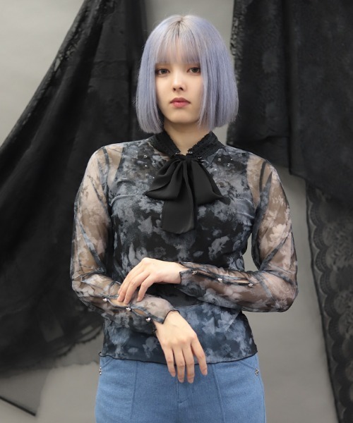 NIBBLE POISON(ニブルポイズン)の「3wayシアートップス(Tシャツ/カットソー・レディース・ブルー/グレー・MEDIUM)」の8枚目の写真