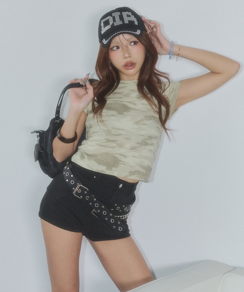 d.i.a.(ダイヤ)の「ニュアンスカモフラ Tシャツ【迷彩柄】(Tシャツ/カットソー・レディース・グリーン/グレー・FREE)」の12枚目の写真