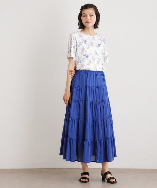 LAURA ASHLEY(ローラアシュレイ)の「【UVカット/接触冷感】ポリー柄 コットンジャージーTシャツ(Tシャツ/カットソー・レディース・ホワイト系3/ネイビー系・38/40)」の4枚目の写真