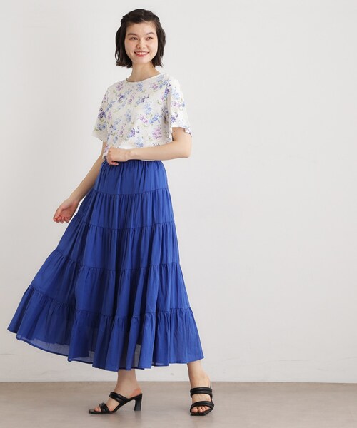 LAURA ASHLEY(ローラアシュレイ)の「【UVカット/接触冷感】ポリー柄 コットンジャージーTシャツ(Tシャツ/カットソー・レディース・ホワイト系3/ネイビー系・38/40)」の5枚目の写真