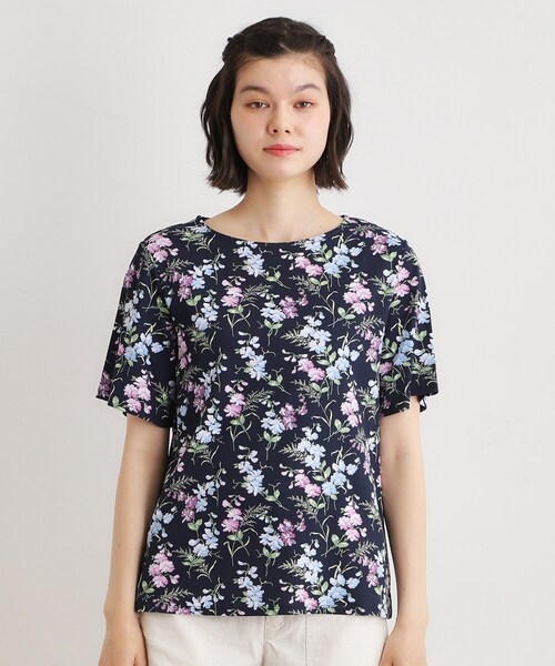 LAURA ASHLEY(ローラアシュレイ)の「【UVカット/接触冷感】ポリー柄 コットンジャージーTシャツ(Tシャツ/カットソー・レディース・ホワイト系3/ネイビー系・38/40)」の11枚目の写真