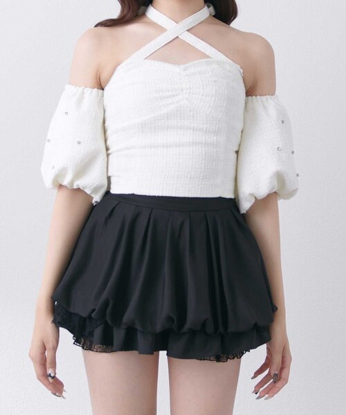 Belle Charme(ベルシャルム)の「【Belle Charme】Jewel Offshoulder Tops(シャツ/ブラウス・レディース・アイボリー/ブラック系その他/ワンウォッシュ・FREE)」の6枚目の写真