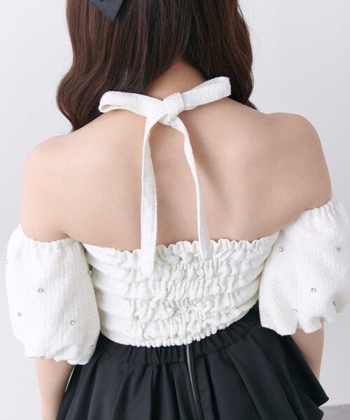 Belle Charme(ベルシャルム)の「【Belle Charme】Jewel Offshoulder Tops(シャツ/ブラウス・レディース・アイボリー/ブラック系その他/ワンウォッシュ・FREE)」の11枚目の写真