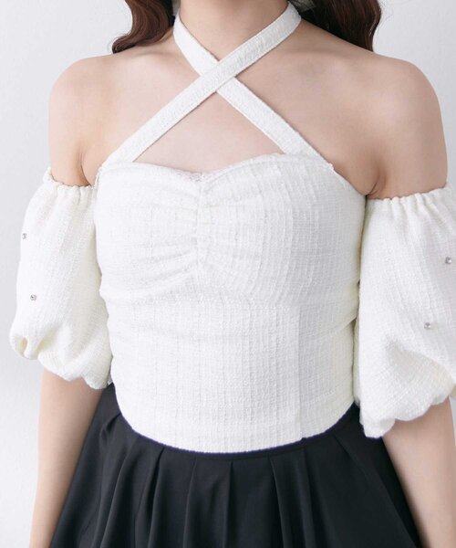 Belle Charme(ベルシャルム)の「【Belle Charme】Jewel Offshoulder Tops(シャツ/ブラウス・レディース・アイボリー/ブラック系その他/ワンウォッシュ・FREE)」の12枚目の写真