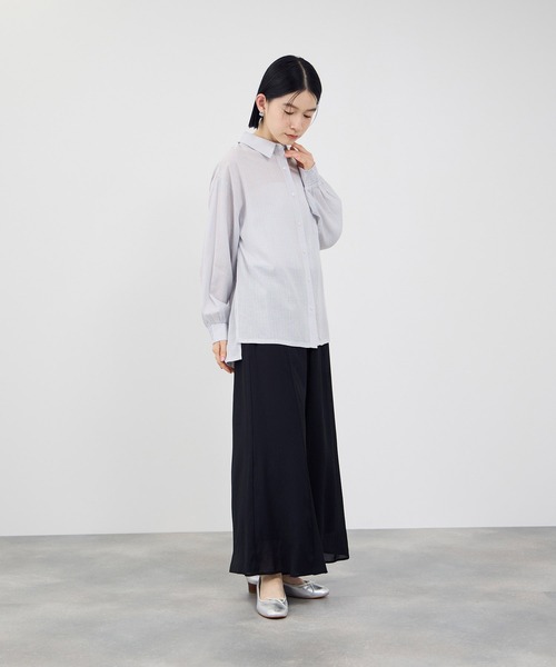 Mac-House(マックハウス)の「Idnes リネンシャーリングシャツ(シャツ/ブラウス・レディース・カーキ/サックスブルー系/オレンジ/ベージュ/パープル系・FREE)」の18枚目の写真