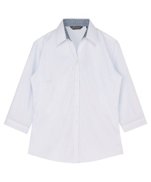 TOKYO SHIRTS(トウキョウシャツ)の「【超形態安定】 形態安定ノンアイロン スキッパー 7分袖ビジネスワイシャツ(ビジネスシャツ・レディース・サックスブルー・L/S/M/XL/LL)」の1枚目の写真