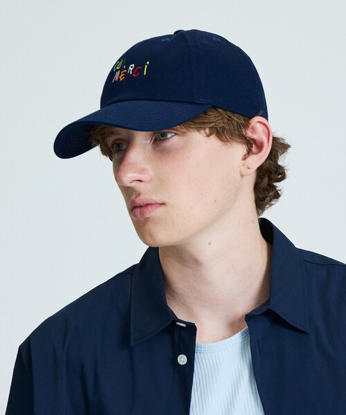 ABAHOUSE（アバハウス）の「HAND DRAWN ART OUI MERCI キャップ（キャップ・メンズ・ベージュ/パープル/ネイビー/レッド・フリー）」の3枚目の写真
