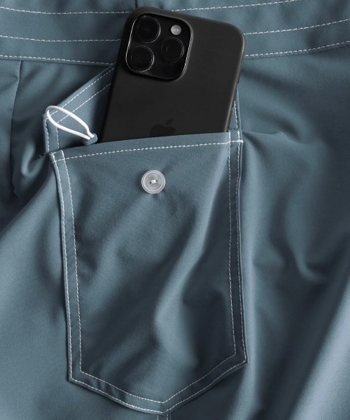 BIRDWELL(バードウェル)の「【BIRDWELL/バードウェル】806 Boardshorts ストレッチ ボードショーツ 伸縮性 撥水性 速乾性 MADE IN USA(水着・メンズ・ライトブルー/ブラック/ネイビー・32inch/30inch)」の5枚目の写真
