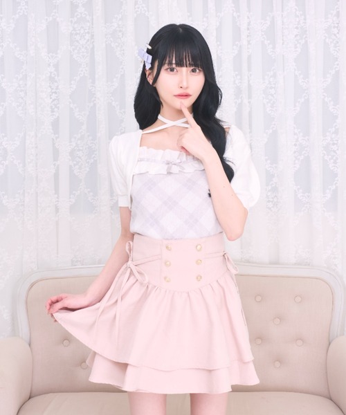 LAFARY（ラファリー）の「コルセットティアードスカパン（スカート・レディース・ピンク/ホワイト/ブラック・FREE）」の3枚目の写真