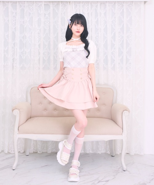 LAFARY（ラファリー）の「コルセットティアードスカパン（スカート・レディース・ピンク/ホワイト/ブラック・FREE）」の10枚目の写真
