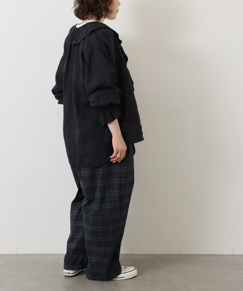 JOURNAL STANDARD LUXE（ジャーナルスタンダード　ラックス）の「《追加》フレンチリネン フリルパフブラウス（シャツ/ブラウス・レディース・ホワイト/ブラック/アイボリー・FREE）」の6枚目の写真