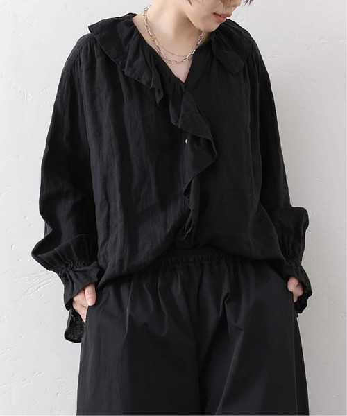 JOURNAL STANDARD LUXE（ジャーナルスタンダード　ラックス）の「《追加》フレンチリネン フリルパフブラウス（シャツ/ブラウス・レディース・ホワイト/ブラック/アイボリー・FREE）」の7枚目の写真