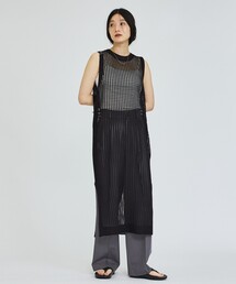 【レイヤード】メッシュニットワンピース