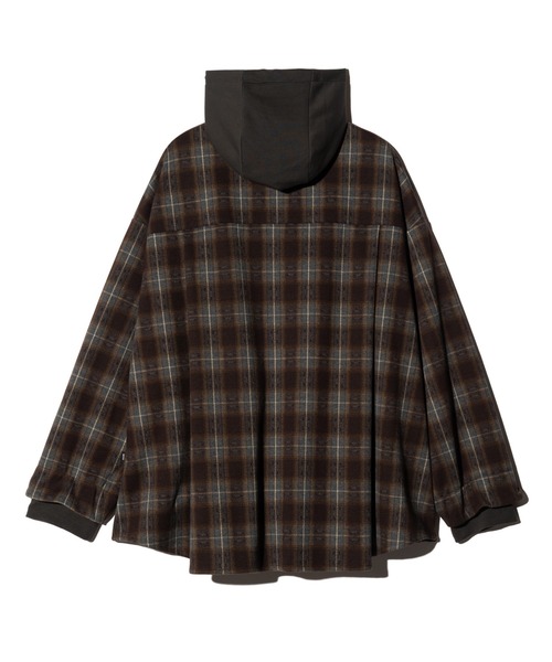 glamb(グラム)の「4XL Hoodie Shirt / 4XLフーディーシャツ(シャツ/ブラウス・メンズ・ブラウン/ネイビー・FREE)」の5枚目の写真