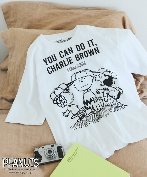 Johnbull(ジョンブル)の「JOHNBULL/ジョンブル PEANUTS YOU CAN DO IT フロント プリント 半袖 Tシャツ / JT261C03(Tシャツ/カットソー・レディース・ホワイト/チャコールグレー・SMALL)」の2枚目の写真