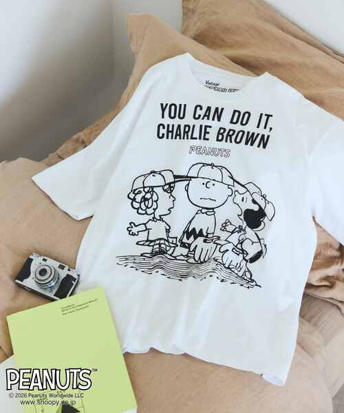 Johnbull(ジョンブル)の「JOHNBULL/ジョンブル PEANUTS YOU CAN DO IT フロント プリント 半袖 Tシャツ / JT261C03(Tシャツ/カットソー・レディース・ホワイト/チャコールグレー・SMALL)」の3枚目の写真