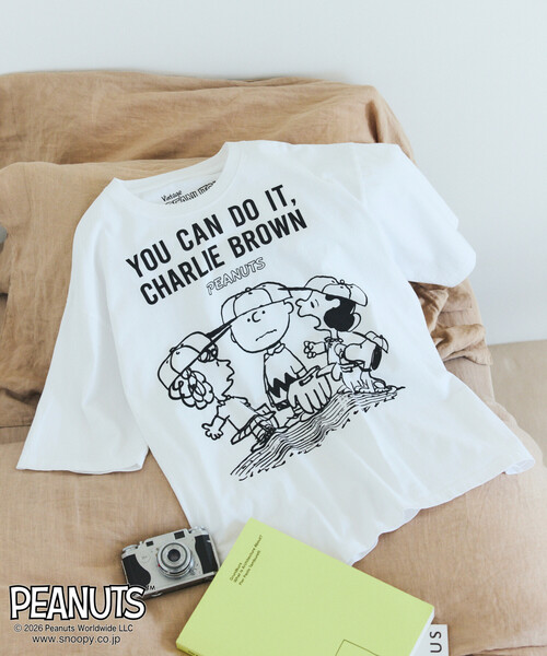 Johnbull(ジョンブル)の「JOHNBULL/ジョンブル PEANUTS YOU CAN DO IT フロント プリント 半袖 Tシャツ / JT261C03(Tシャツ/カットソー・レディース・ホワイト/チャコールグレー・SMALL)」の4枚目の写真