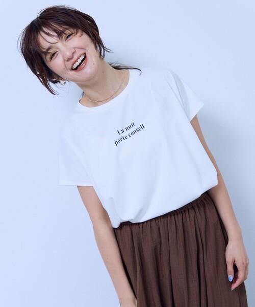 ANY(エニィ)の「ANYファンクションワイドフレンチスリーブTシャツ(Tシャツ/カットソー・レディース・グレー系/ホワイト系/ホワイト系2/ベージュ系2・F)」の1枚目の写真