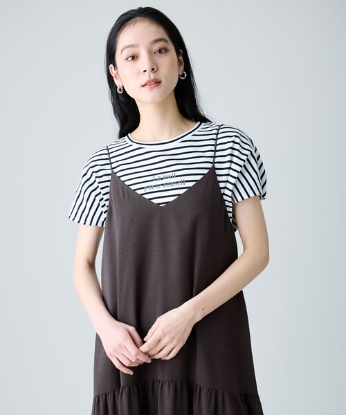 ANY(エニィ)の「ANYファンクションワイドフレンチスリーブTシャツ(Tシャツ/カットソー・レディース・グレー系/ホワイト系/ホワイト系2/ベージュ系2・F)」の2枚目の写真