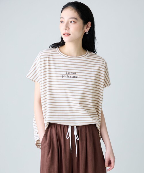 ANY(エニィ)の「ANYファンクションワイドフレンチスリーブTシャツ(Tシャツ/カットソー・レディース・グレー系/ホワイト系/ホワイト系2/ベージュ系2・F)」の4枚目の写真