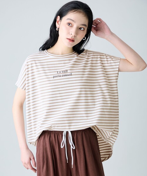 ANY(エニィ)の「ANYファンクションワイドフレンチスリーブTシャツ(Tシャツ/カットソー・レディース・グレー系/ホワイト系/ホワイト系2/ベージュ系2・F)」の5枚目の写真