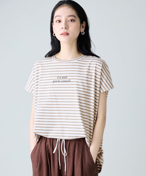 ANY(エニィ)の「ANYファンクションワイドフレンチスリーブTシャツ(Tシャツ/カットソー・レディース・グレー系/ホワイト系/ホワイト系2/ベージュ系2・F)」の6枚目の写真