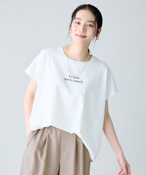 ANY(エニィ)の「ANYファンクションワイドフレンチスリーブTシャツ(Tシャツ/カットソー・レディース・グレー系/ホワイト系/ホワイト系2/ベージュ系2・F)」の14枚目の写真