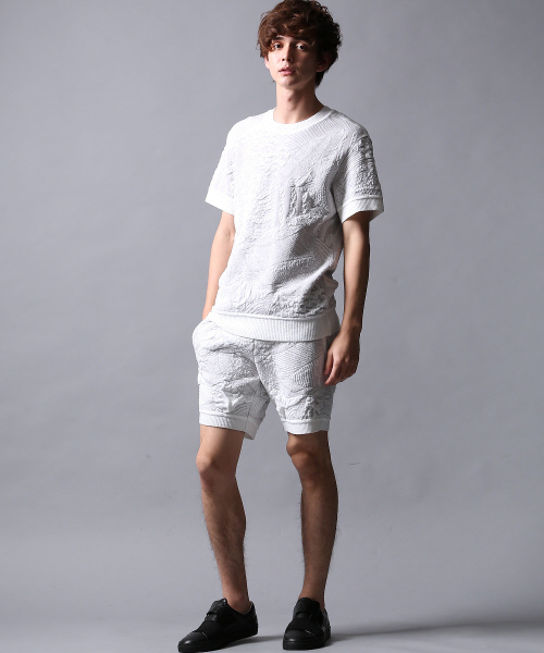 5351 POUR LES HOMMES（ゴーサンゴーイチプールオム）の「ボタニカルジャングルジャガードパンツ（その他パンツ・メンズ・ホワイト/ホワイト×ブラック/ブラック・3/1/2）」の9枚目の写真